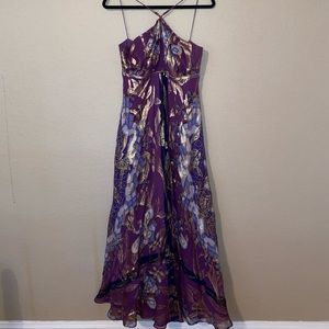 Nicole Miller Lava Grecian Gown Purple/Gold Leaf